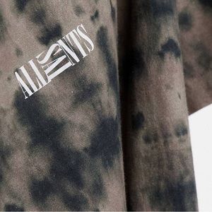 AllSaints Tied up tie dye T-shirt in brown and black